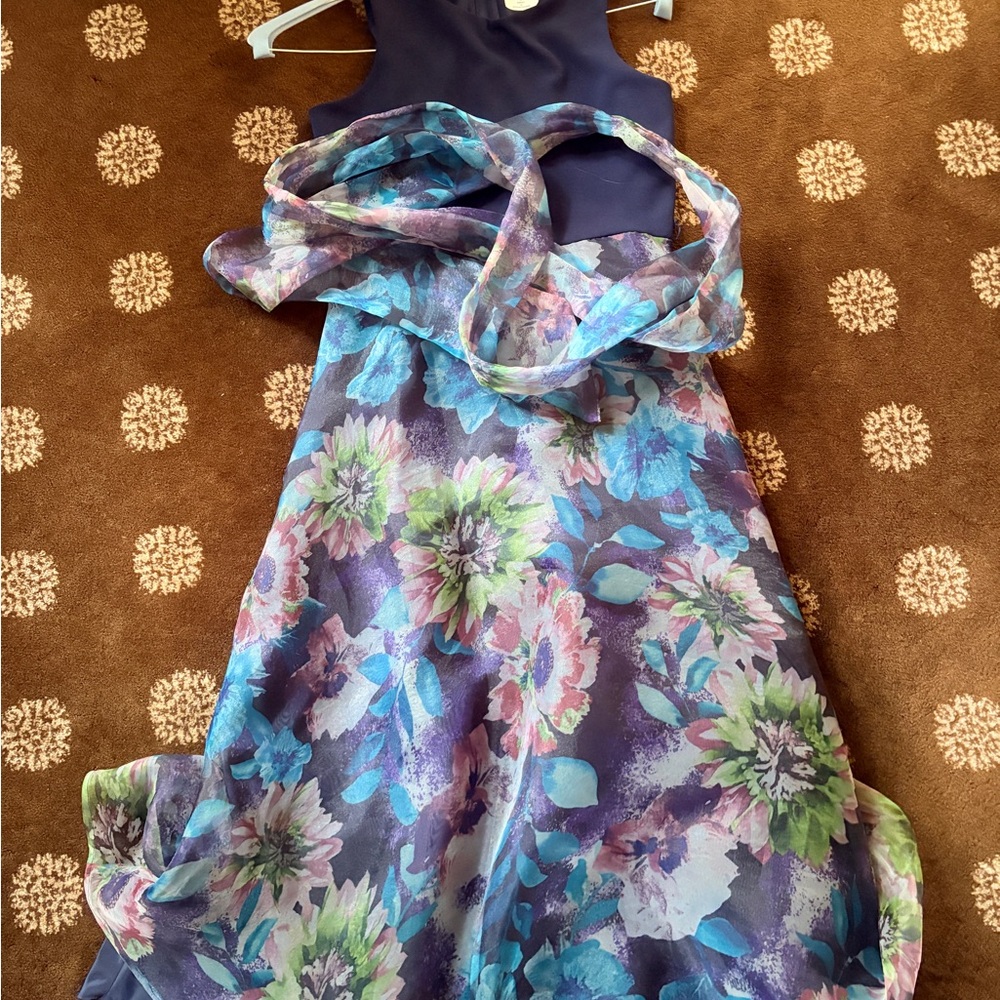 Rare Editions Floral Dress in Purple and Blue